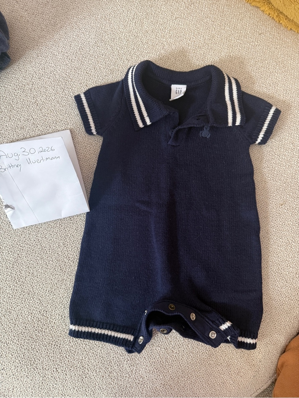 GAP Navy Polo Knit One-Piece with White Trim